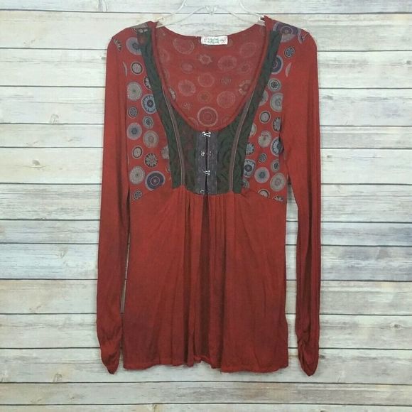 Scrapbook Tops - Scrapbook Originals Open Front Tunic Size Small
